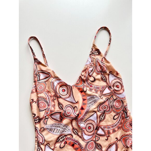 ALC Cleo Orange Rose Multi Graphic Plunge V-Neck One Piece Swimsuit, Size S - Picture 5 of 12